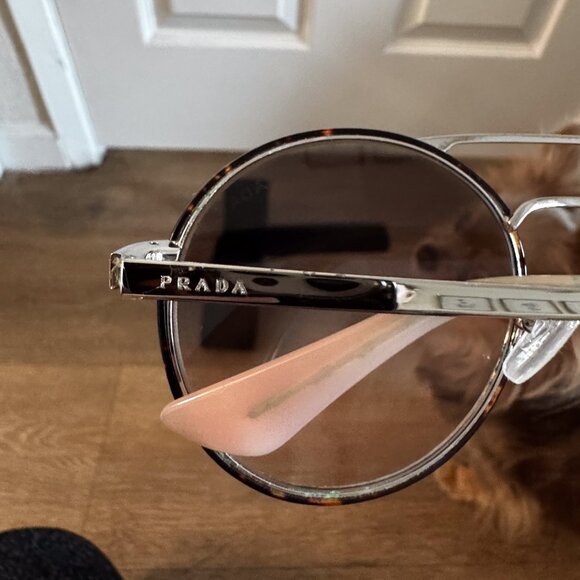 Prada Round Unisex Sunglasses (Tortoise/Silver/Pink) SPR 51S (2AU-4K0) - Picture 6 of 13